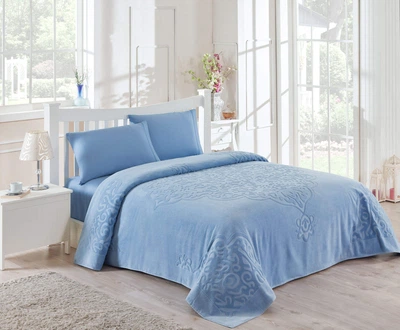 Махровая простынь покрывало TAC Dama Blue 200×220 см Голубой (71240917)