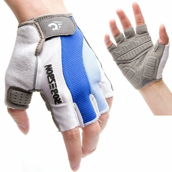 Перчатки велосипедные Robesbon гелевые беспалые велоперчатки White-Blue M