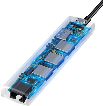 USB-хаб Baseus Mechanical Eye Six-in-one Type-C (PD 87W) CAHUB-J0G to USB 3.0 x 3 + HDMI + RJ45 Ethernet + Type-C PD Серый (16634)