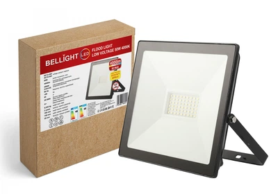 Светодиодный прожектор низковольтный 12–36V Bellight 50W 4000K IP65, LED прожектор для улицы, фасада, двора и технического освещения