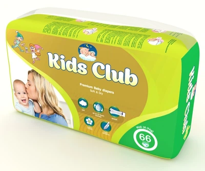 Дитячі підгузники Kids Club Розмір 3 Midi, 4-9 кг, 66 шт, Чехія