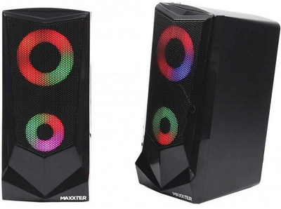 Акустична система 2.0 Maxxter CSP-U003RGB, пластиковий корпус, 6 Вт, USB живлення, RGB підсвічування, чорний колір