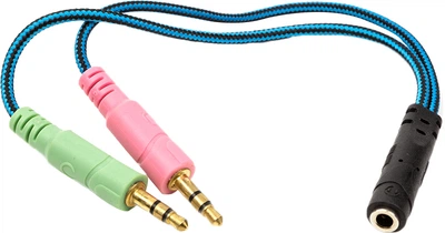 Переходник PowerPlant 3.5 мм 4 pin (F) - 2x3.5 мм 3 pin (M) 0.22 м (CA913084)