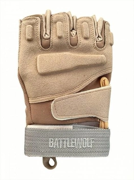 Перчатки тактические без пальцев COMBAT размер XL летние песочные армейские штурмовые со вставками
