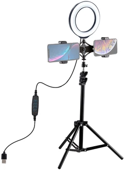 Кольцевая USB LED лампа Puluz PKT3036 6.2" + штатив 1.1 м