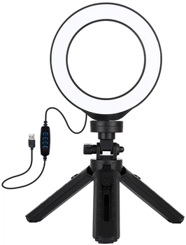 Кільцева USB LED-лампа Puluz PKT3058B 4.7" + штатив 12 см