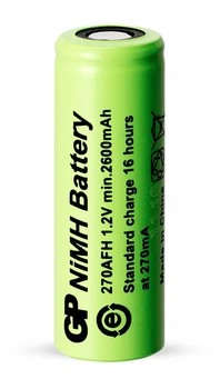 Аккумулятор промышленный GP 270AFH, Ni-MH A/HR-AU, 2700mAh, 1.2V, 8.1A, flat top
