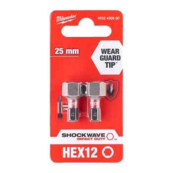 Биты для шуруповерта Shockwave Impact Duty Milwaukee HEX12 x 25 мм 2шт (4932430900)