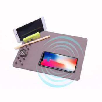 Коврик для мышки с органайзером и функцией беспроводной зарядки смартфона wireless charging mouse pad PRO