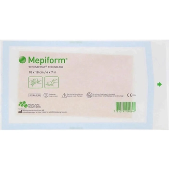 Мепіформ Mepiform 10x18см силіконовий пластир для лікування рубців 5шт.
