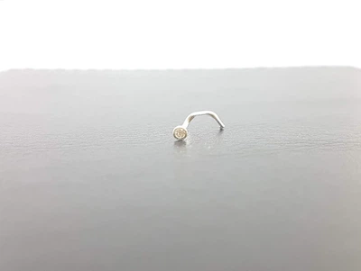 Серебряная серьга-пирсинг в нос. 1024.1С Белый