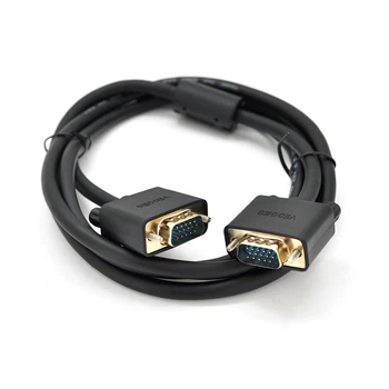 Кабель VEGGIEG VG-1.5 VGA 3+6, 1,5m, male to male (папа-папа), OD-6.5mm, 1 феррит, круглый Black, коннектор Gold YT-VGA(M)/(M)3+6VG-1.5