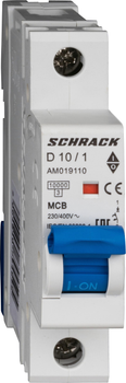 Автоматичний вимикач Schrack Technik 10 кА 1P 10 А х-ка D (AM019110--)