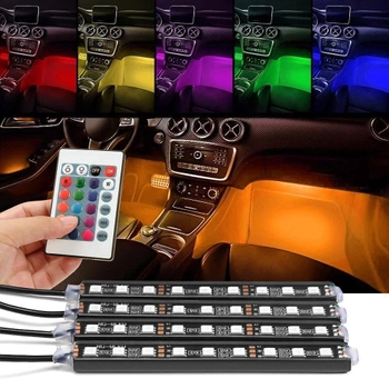 Светодиодная подсветка в салон автомобиля Car Interior Atmosphere Light LED Tape RGB-36 на 4 ленты