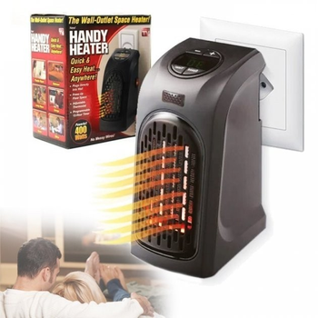 Мини электрообогреватель HANDY HEATER портативный керамический тепловентилятор с таймером 400 Вт в розетку, Black