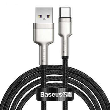 Кабель швидкого заряджання USB-Type-C Baseus Cafule Metal 66W Fast Charging (6A) Black 2m, чорний (CAKF000201)