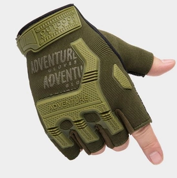 Тактические перчатки без пальцев с защитой костяшек Adventure L хаки