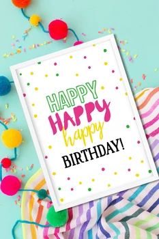 Постер Happy Moments на день рождения "Happy Birthday!" А4 без рамки (02107)