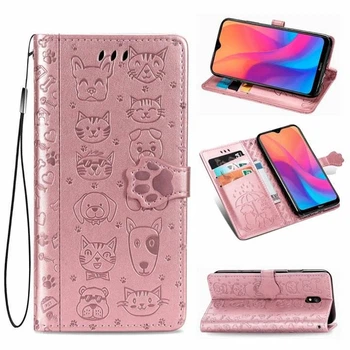 Чехол Embossed Cat and Dog для Xiaomi Redmi 8A книжка кожа PU Rose-Gold