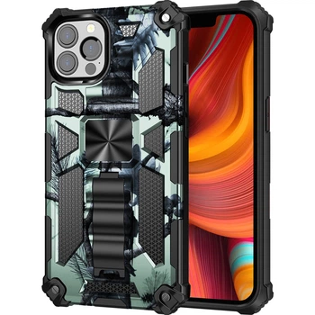 Чехол Military Shield для Iphone 12 Pro бампер противоударный с подставкой Turquoise
