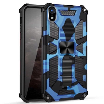 Чехол Military Shield для Iphone XR бампер противоударный с подставкой Blue
