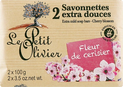 Мило екстраніжне з вишневим екстрактом - Le Petit Olivier Vegetal Oils Soap Cherry Blossom 2x100g (149793-32974)