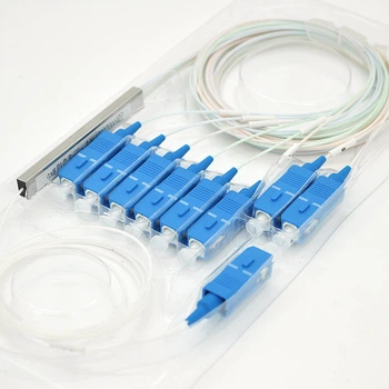 Оптический делитель света PLC 1x8 mini 09 мм коннектор SC UPC сплиттер для волоконно оптических линий связи