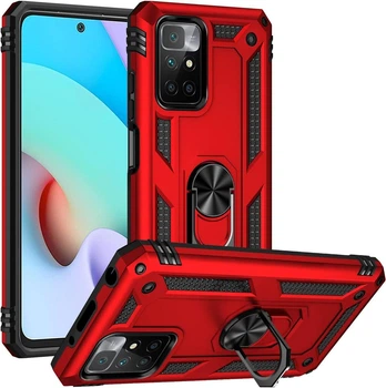 Чохол Shield для Xiaomi Redmi 10 протиударний бампер з підставкою кільцем Red