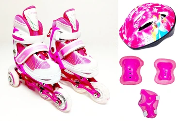 Детские Ролики для начинающих с комплектом защиты Caroman Sport Pink размер 36-39