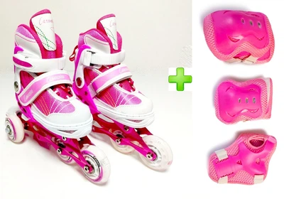 Детские Ролики для начинающих с защитой Caroman Sport Pink размер 36-39