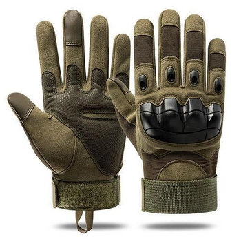 Перчатки тактические Combat-1; L (20-22см); Полнопалые; Зеленые. Штурмовые перчатки Комбат Л.