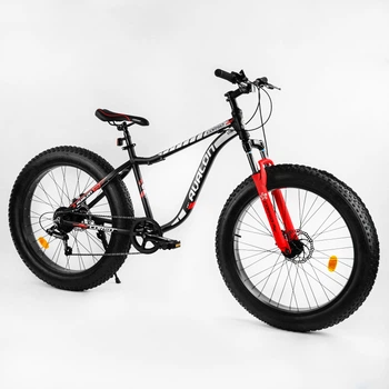 Велосипед спортивный фэтбайк 26" Corso «Avalon» алюминиевая рама. Black and coral (104728)