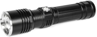 Фонарь ручной аккумуляторный Quantum Solid-M QM-FL1020-18650/1500-PB 10W LED с USB Черный (4680430016404)