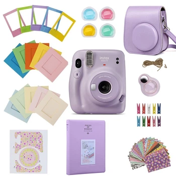 Камера моментальной печати Fujifilm Instax Mini 11 Lilac Purple лиловый фиолетовый с комплектом аксессуаров (чехол, альбом, рамки, линзы,...)