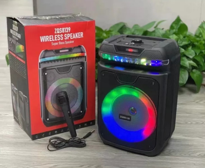 Колонка аккумуляторная ZQS-8139 partybox c микрофоном (30W/USB/BT/FM/TWS)