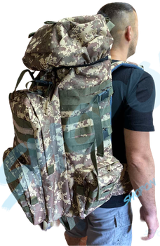 Рюкзак тактический 70 - 80 литров объем, мужской тактичний рюкзак 70л - 80л, водоотталкивающий оксфорд, Bounce ar. PIX-70-80L, цвет пиксель командос