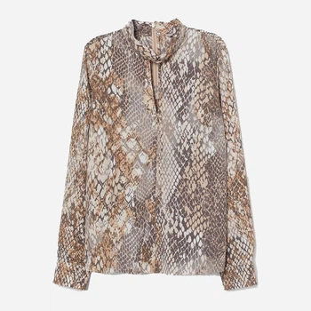 Блузка женская H&M 0810671-01 32 Серая с бежевым (KAY2000001108536)