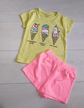 Піжама (футболка+шорти) жовто-рожева Primark 104см (40005728)