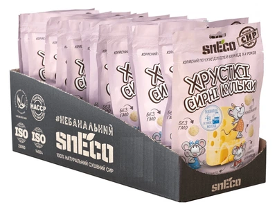 snEco для дітей" PINK", коробка 15 пачок 28г - сир сушений хрусткий