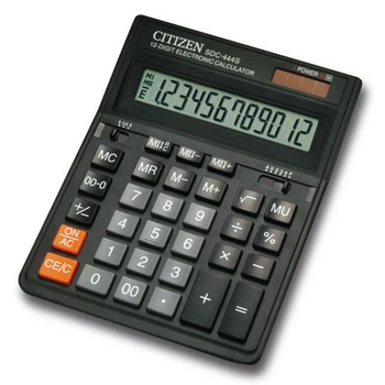 Калькулятор Citizen SDC-444S; настільний, 12-розрядний, літієва + сонячна батарея,