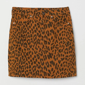 Юбка джинсовая мини летняя прямая женская H&M 0736319 32 Светло-коричневая (KAY2000000969091)