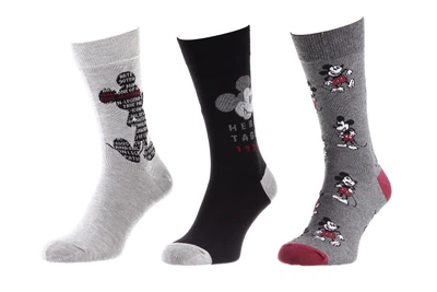 Носки Disney Mickey Writing In Mickey / Mickey All Over / Head Mickey 1 928 3-pack 43-46 gray-black 93154162-1