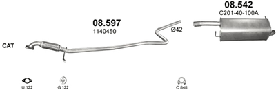 Глушитель POLMO Ford Fiesta 1.25i -16V 10/02- / 1.4i -16V 11/01- /Fusion1.4i -16V 06/02- Mazda 2 (08.597)-(850233) (Polmo-08.597)