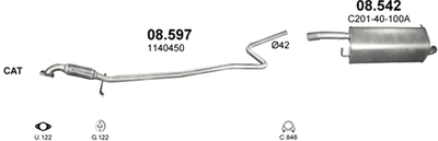 Глушитель POLMO Ford Fiesta/Mazda 2 (08.542)-(850231) (Polmo-08.542)