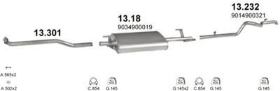 Труба POLMO Mercedes Sprinter 308D 2.3D 95- XLWB 4025 mm (13.232)-(850270) (Polmo-13.232)