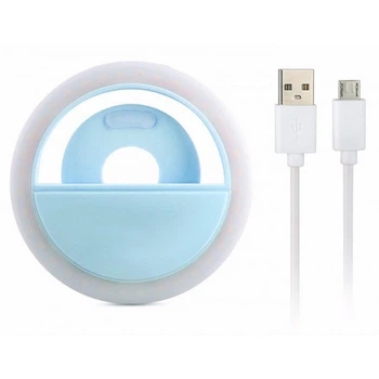 Селфи кольцо с USB-зарядкой вспышка-подсветка для телефона светодиодное селфи лампа Selfie Ring Light Голубой