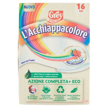 Салфетки для стирки цветного белья (ловушка для цвета и грязи) Grey Eco Azione Completa, 043042, 16 шт