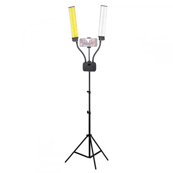 Світлодіодна лампа подвійна 3200-5600К 45Вт Puluz HD-45XТ для прямих трансляцій зі штативом