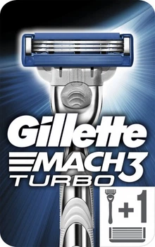 Станок для бритья мужской (Бритва) Gillette Mach3 Turbo с 2 сменными картриджами