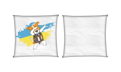 Подушка Пёс Собака Патрон, Патрон Сапёр - Dog Patron Ukraine квадратна двостороння стандарт 35 х 35 см - MyTee